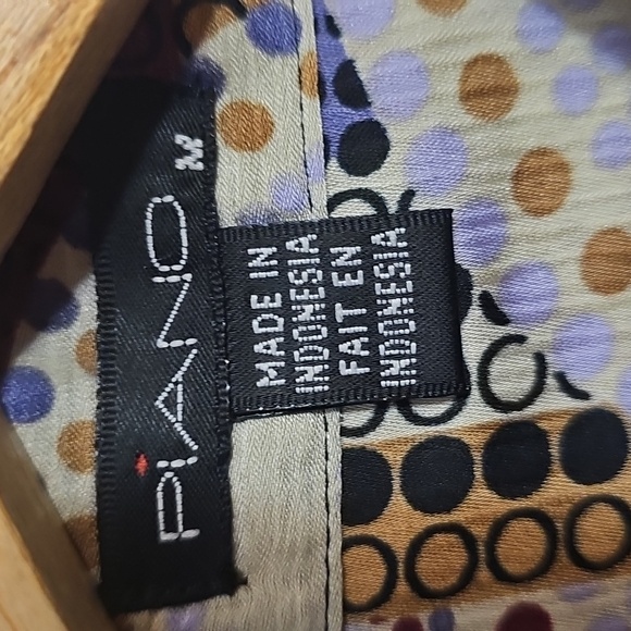 Patterned Ruffle Button Down Blouse Size Medium - Picture 2 of 4